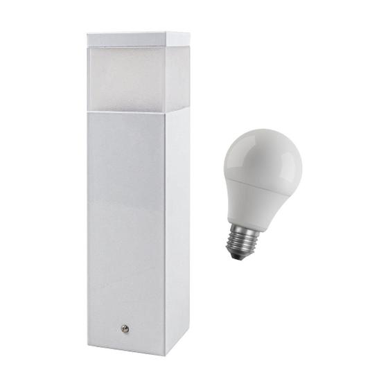 Imagem de 3x Poste Balizador 30cm P/ Jardim Em Alumínio BRANCO + LED 12W branco frio St1301