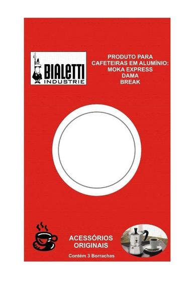 Imagem de 3x Reparo Anel Borracha Bialetti Vedação Moka Express 3 xíc