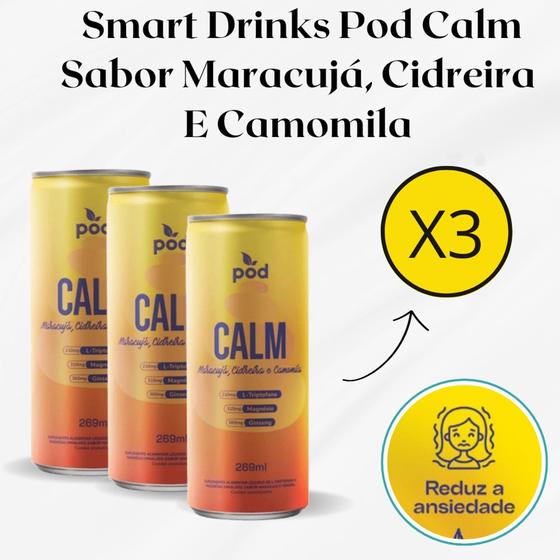 Imagem de 3x Smart Drinks Pod Energy Sabor Matchá E Maçã Verde Lata 269ml