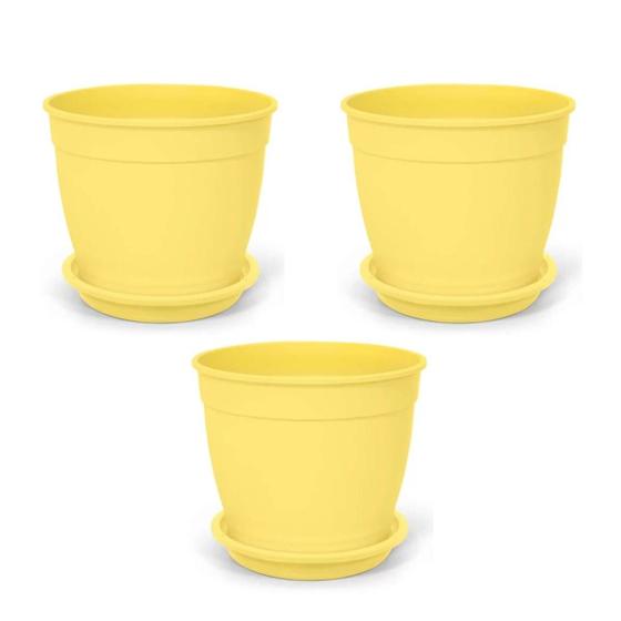 Imagem de 3X Vaso Aquarela com Prato 1,5 (0,25L) Amarelo NUTRIPLAN