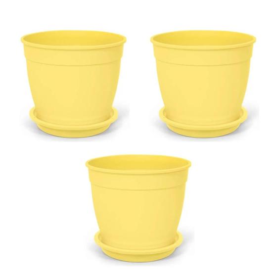 Imagem de 3X Vaso Aquarela com Prato 2,5 (1L) Amarelo NUTRIPLAN