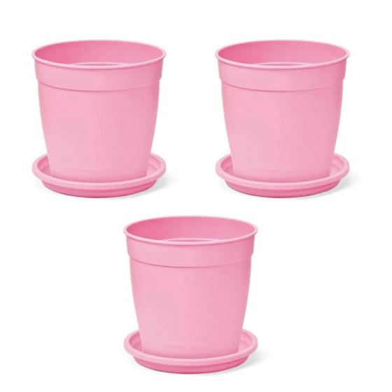 Imagem de 3X Vaso Aquarela com Prato 2,5 (1L) Rosa NUTRIPLAN