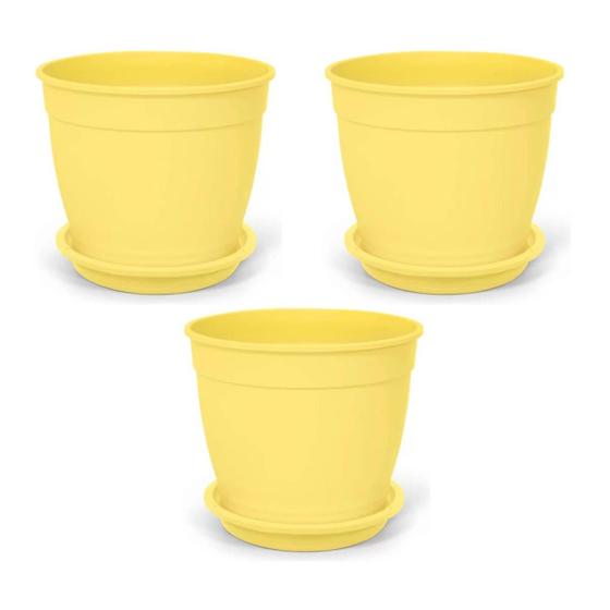 Imagem de 3X Vaso Aquarela com Prato Nº3,5 Amarelo (1,7L) NUTRIPLAN