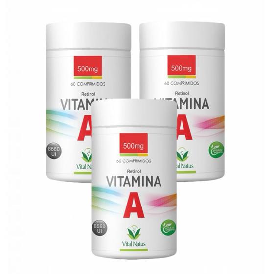 Imagem de 3x Vitamina A- 2600mcg- Vital Natus- 60 comprimidos