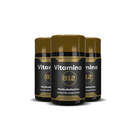 Imagem de 3X Vitamina B12 Metilcobalamina 60Comprimidos Hf Suplementos