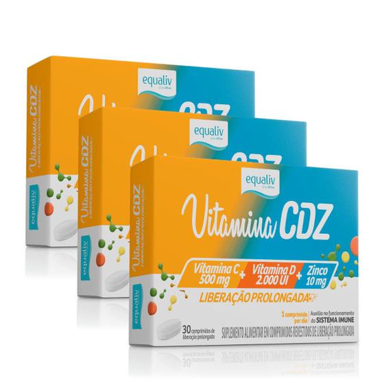 Imagem de 3x Vitamina CDZ D3 + C + Zinco Equaliv 30 Cápsulas