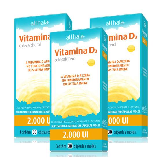 Imagem de 3x Vitamina D3 2.000ui 30 Cápsulas Equaliv