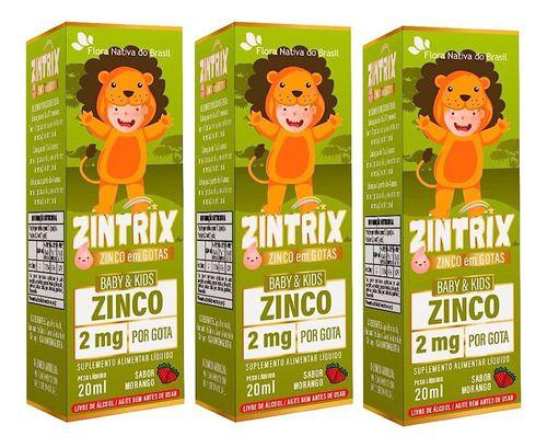 Imagem de 3x Zintrix Zinco Em Gotas Baby & Kids 2mg Por Gota 20ml