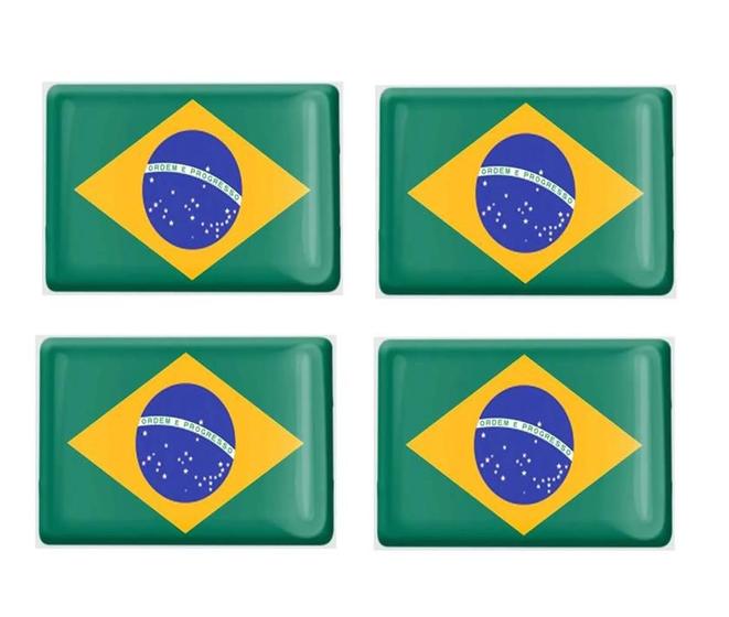 Imagem de 4 Adesivo Resinado Bandeira Do Brasil 7,5cm