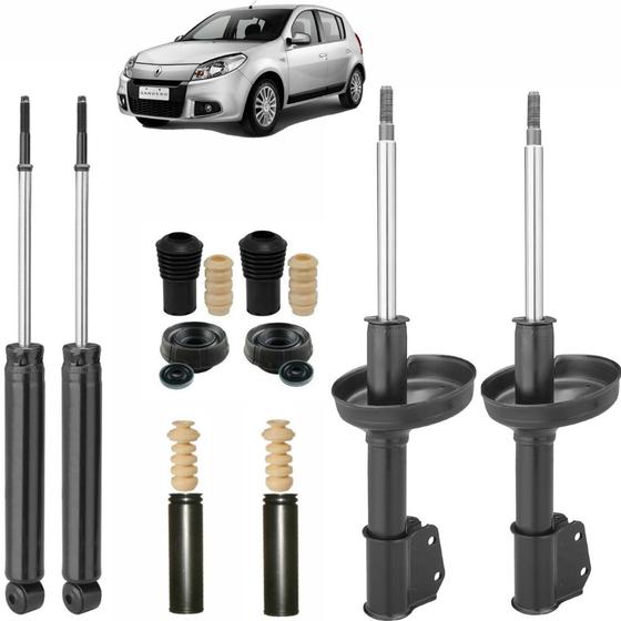 4 Amortecedor Traseiro / Dianteiro + Kit Batentes Renault Logan Sandero Menor preço em 4 Amortecedor Traseiro / Dianteiro + Kit Batentes Renault Logan Sandero