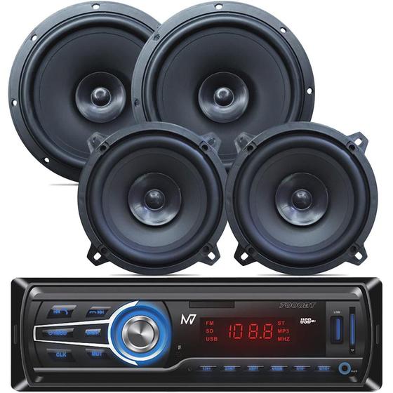 Imagem de 4 Auto Falantes 6 Polegadas+ 5 Pol 140w+ Rádio Mp3 Bluetooth