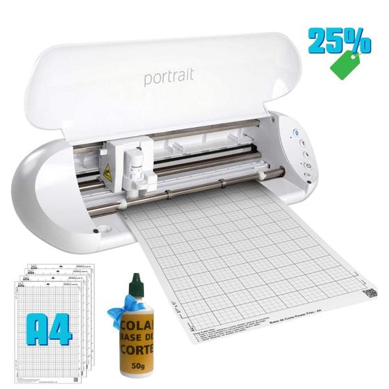 Imagem de 4 Base de Corte A4 Transparente + 1 Cola de Reposição Para Base 50g - Para Silhouette Portrait, Portrait 2, 3 e 4 - Cameo, Cameo 2 e 3 - Com Cola