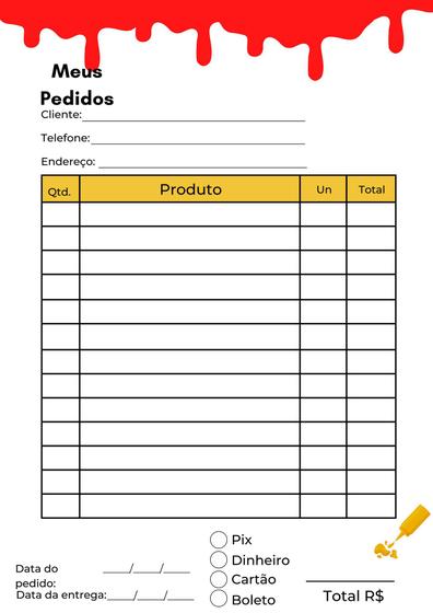 Imagem de 4 Blocos Bloquinhos Talão Pedidos 10x15 ou 15x21 Com 50 Folhas cada Total 200 Folhas