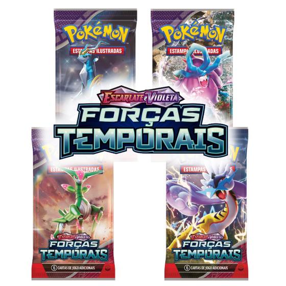 Imagem de 4 Boosters Pokémon TCG Escarlate E Violeta 5 Forças Temporais