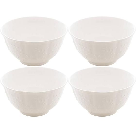 Imagem de 4 Bowls de Porcelana 500ml New Bone Butterfly Flower 14x8cm Sobremesas e Aperitivos