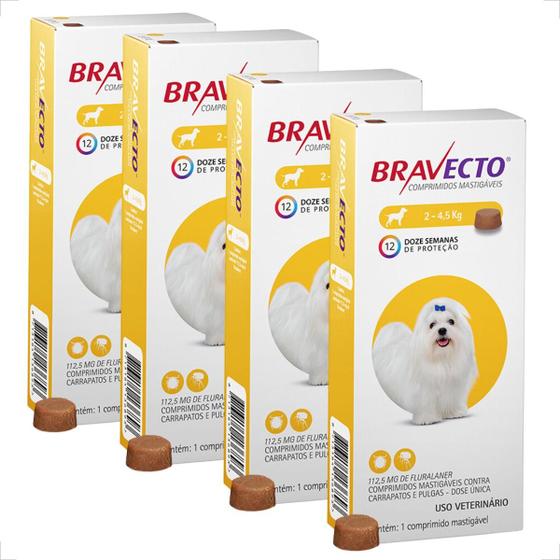 Imagem de 4 Bravecto Comprimido Para Cães De 2 A 4,5kg Envio Imediato