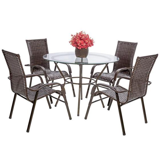 4 Cadeiras e 1 Mesa Alta Com Tampo Bela, Jardim, Fibra Sintetica Pedra Ferro Menor preço em 4 Cadeiras e 1 Mesa Alta Com Tampo Bela, Jardim, Fibra Sintetica Pedra Ferro