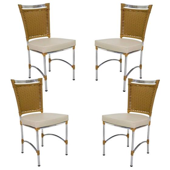 Imagem de 4 Cadeiras em Alumínio e Fibra Sintética JK Cozinha Edícula