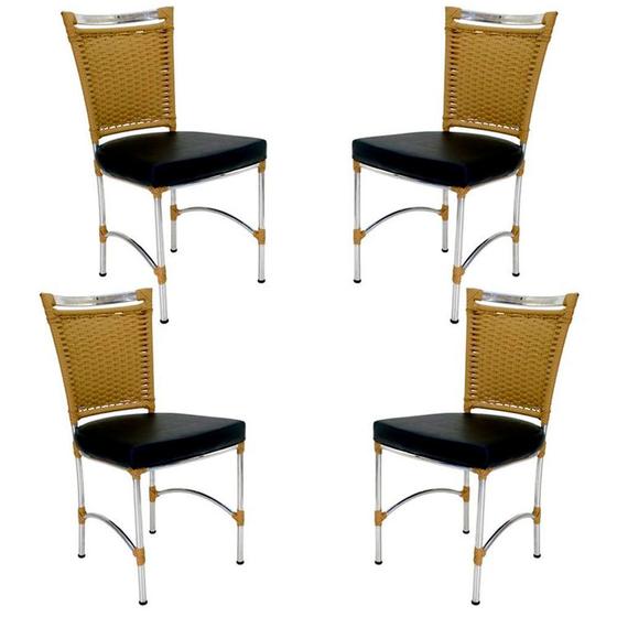 Imagem de 4 Cadeiras em Alumínio e Fibra Sintética JK Cozinha Edícula