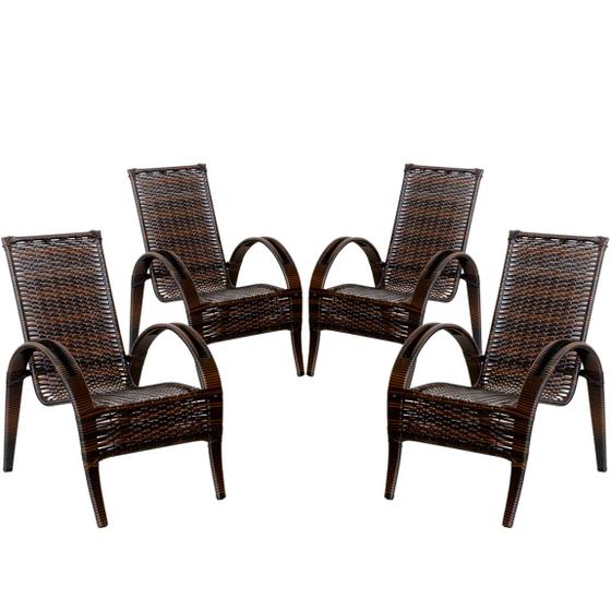 Imagem de 4 Cadeiras Napoli em Fibra Sintética com Proteção UV para Área Externa, Quintal - Pedra Ferro