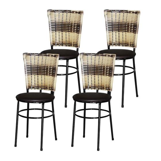 Imagem de 4 Cadeiras para Mesa Preta Hawai Cappuccino Premium