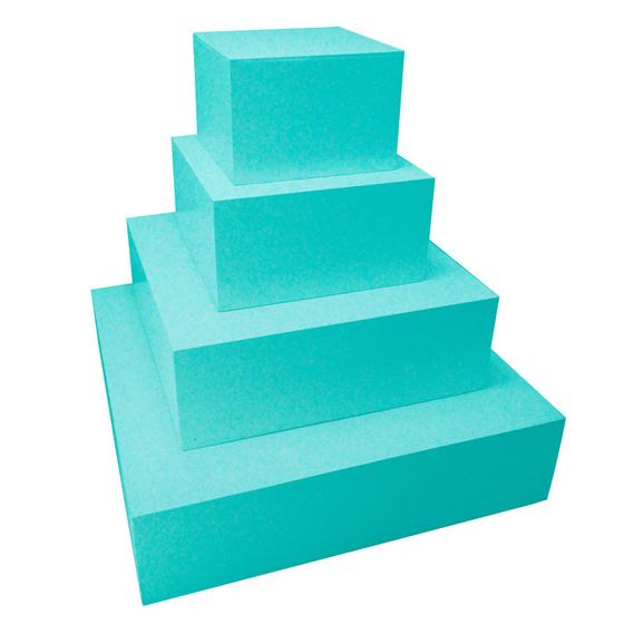 4 Caixa Quadrada P/ Bolo Fake Sem Tampa Mdf 3mm Pintado Azul Turquesa Menor preço em 4 Caixa Quadrada P/ Bolo Fake Sem Tampa Mdf 3mm Pintado Azul Turquesa