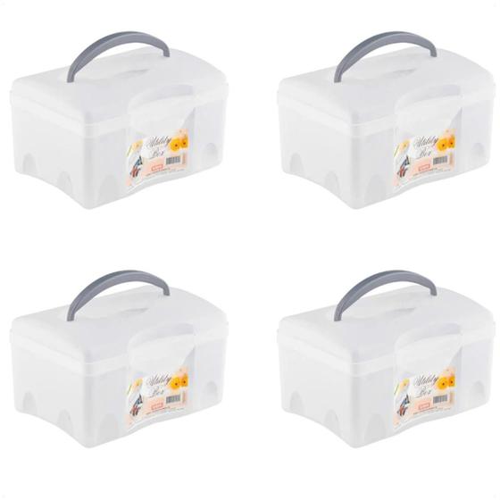 Imagem de 4 Caixas Para Cosméticos Utility Box Com Alça 16X9X11Cm
