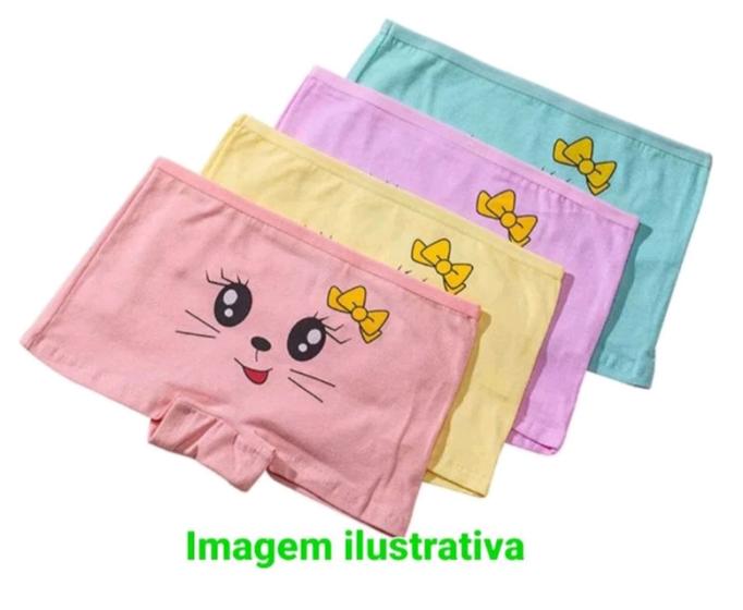 Imagem de 4 Calcinha INFANTIL 100 ALGODÃO SHORT M  boxer calcinhas cueca boxe