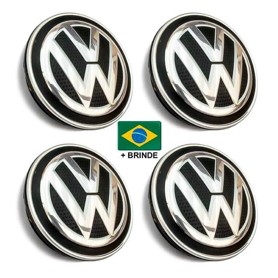 Imagem de 4 Calotinhas Miolo Centro Roda Tampa Volkswagen Gol Polo Fox