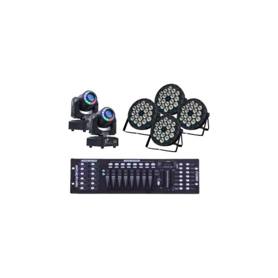 Imagem de 4 Canhao 18 Leds Rgbw 12w + Moving Head Spot 60w C/mesa Dmx