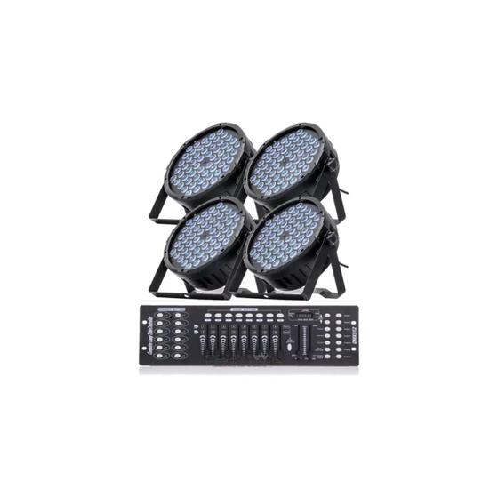 Imagem de 4 Canhao Refletor 60 Leds Cree De 3w Triled Slim + Mesa Dmx