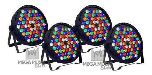 Imagem de 4 Canhão Refletor Led Par 64 Slim Rgbwa 60 Led 5w Ambar Dmx Dj
