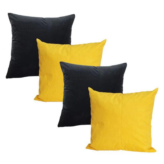 Imagem de 4 Capa almofada Suede Decorativa Amarelo e Preto 45cm x 45cm