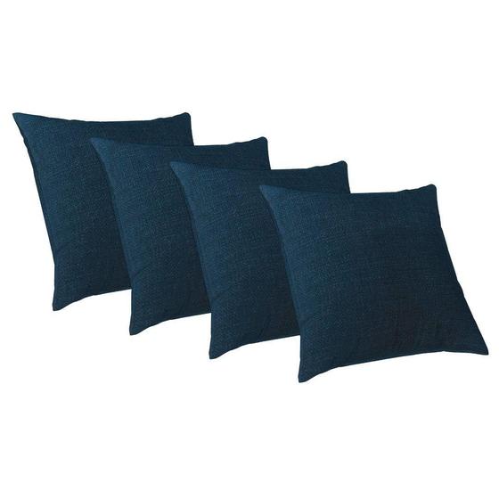 Imagem de 4 Capas Almofada Luxo 50X50 Suede Premium Com Ziper Azul