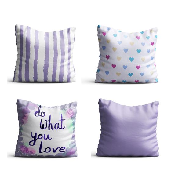 Imagem de 4 Capas de almofada  42x42 -  do what you love  lilás Atelier Valverde