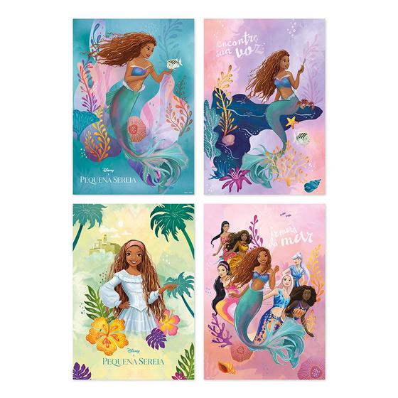 Imagem de 4 Cartaz Decorativo Tema Festa Pequena Sereia Ariel Filme