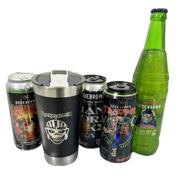 Imagem de 4 Cervejas Iron Maiden Trooper Premium + Copo Térmico 500Ml