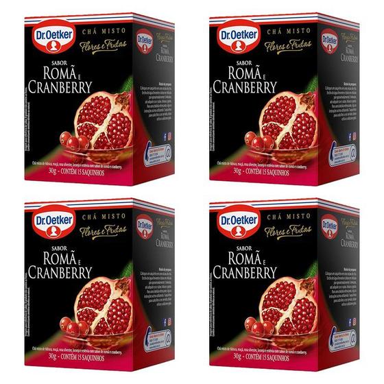 Imagem de 4 chá de romã e cranberry 30 gramas dr. oetker