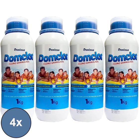 Imagem de 4 Cloro Piscina Hipoclorito Granulado 65% 1Kg - Domclor