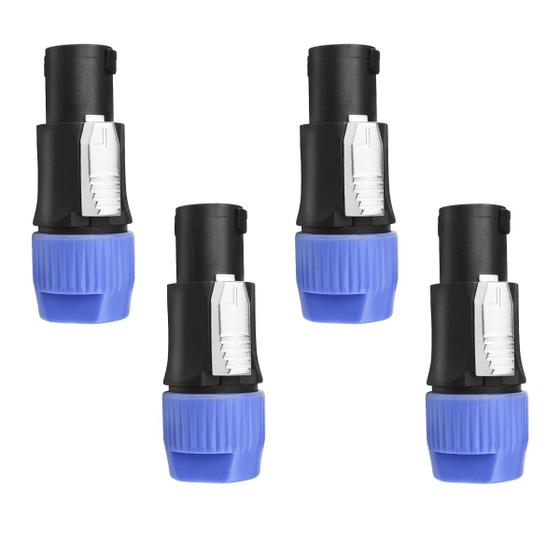 Imagem de 4 Conector Speakon Macho Linha 4 Vias Resistente Com Trava Cor Preto