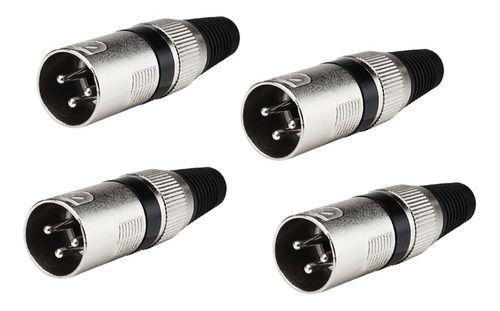 Imagem de 4 Conectores Xlr Canon Macho Metal Niquelado Mic Dmx Luminos