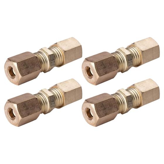 Imagem de 4 Conexão Pneumática União Emenda Aço Completa 10mm