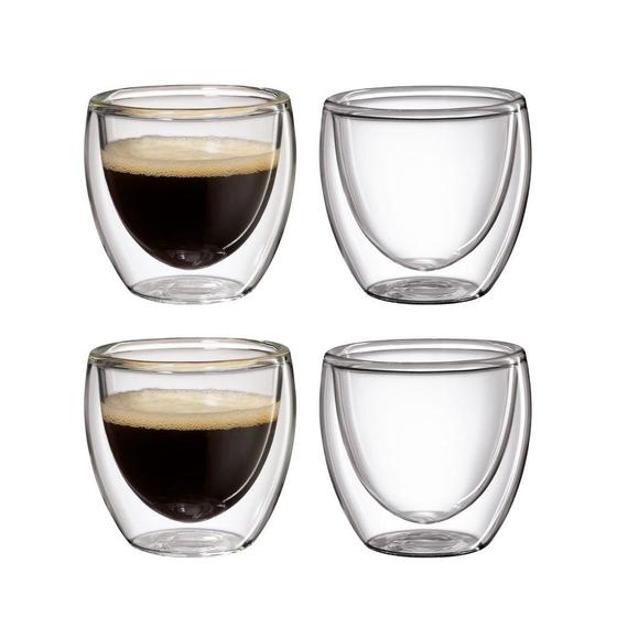 Imagem de 4 Copos De Cafe Vidro Duplo Expresso 80ml - Mimo Style