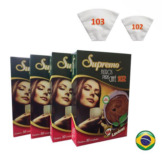 Imagem de 4 CXs Filtros Para Cafeteira Lavável nº 102 Coador de Café TNT Supremo Reutilizável até 5X