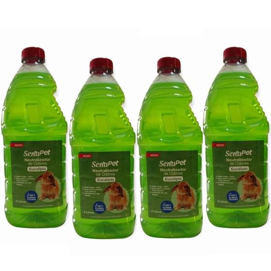 Imagem de 4 Desinfetante Cão Gato Remove Odor Pet Concentrado Grande Eucalipto 2 Litros Urina Fezes - Envio Já