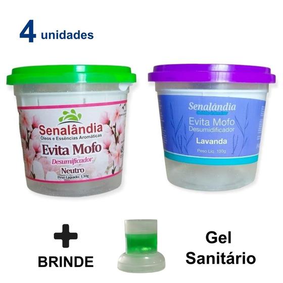 Imagem de 4 Desumidificador Ambiente Secar Antimofo Perfumado Casa Evita Mofo Lavanda Neutro 130g + Envio Já