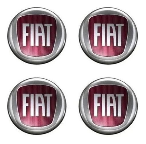 Imagem de 4 Emblema Adesivo Calota Fiat Argo Resinado Vermelho 48Mm