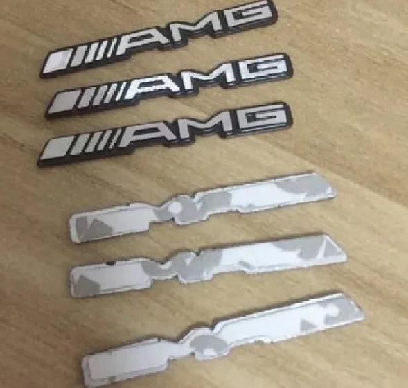 Imagem de 4 Emblema Logo Adesivo Volante Painel Console Mercedes Amg