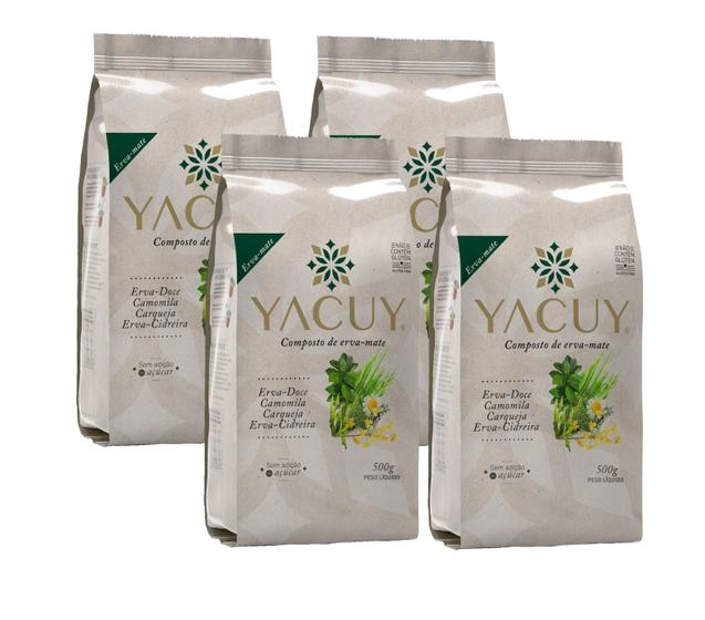 Imagem de 4 Erva Mate Chimarrão YACUY CAMOMILA CARQUEJA CIDREIRA 500G