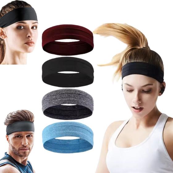 Imagem de 4 Faixas Headband Testeira Anti Suor Corrida Academia Yoga